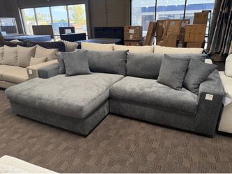 Charcoal gray deep comfy sectional
