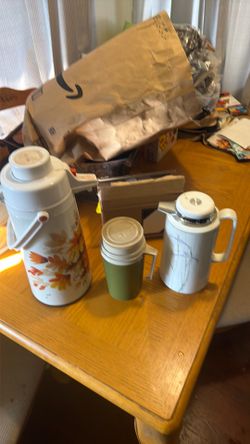 Vintage coffee air pump, thermos, container