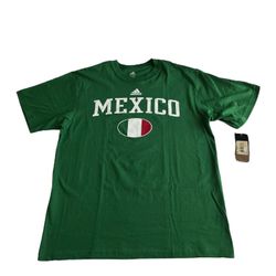 Adidas Mexico Soccer T-Shirt Men's Size Large Crewneck Green Spell Out Tee