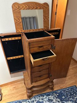 Solid Oak Jewelry Armoire