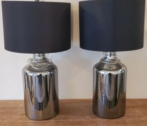 Pair Mirror Glass Table Lamps