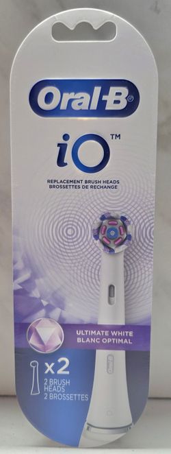 Oral-B iO Ultimate White Replacement Brush Heads, White, 2 count