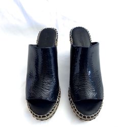 Karl Lagerfeld Paris Carina K26 9/M/40B Leather Wedge Espadrille Sandals