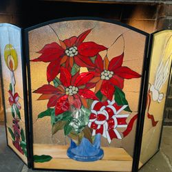 Stained Glass - Holiday Fireplace 