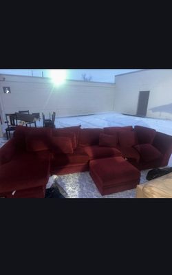 Red Couch Sectional. 