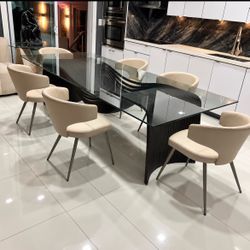 ARTEFACTO Luxury Designer Dining Table & 6 Chairs – $7,500