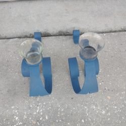 Metal Candle Holder's With Glass Cups 