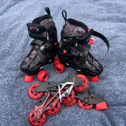Boy's Adjustable 2-in-1 Quad and Inline Skates