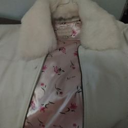 Womens White Leather Coat