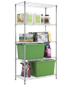 20” Deep x 48" Wide x 72" High 5 Tier Chrome Wire Shelving Unit | NSF Commercial Storage Rack Kit