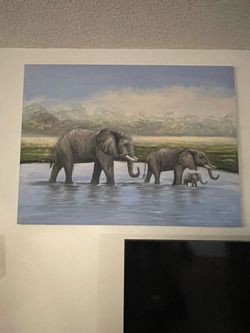 Elephant Family Canvas Wall Art Painting