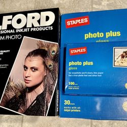 Staples Plus Gloss & IlFORD Photo Paper - NEW!  4 Pk!!  