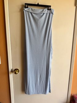 Soft light blue maxi lined dress  with a relaxed fit. Size S. Height 44”