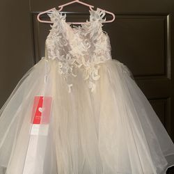 JJs House Cream Toddler Girl Dress 3T