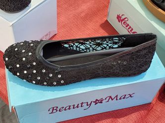 Black see through flats with Dimonds