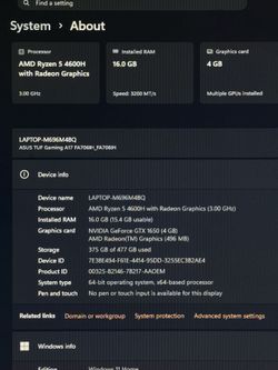 Asus TUF A17 (Gaming Laptop) (MOUSE AND KEYBOARD INCLUDED)