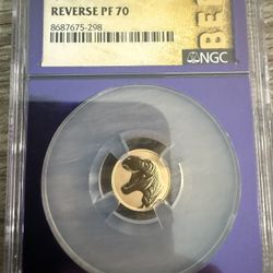 2026 Niue G$1 Tyrannosaurus Rex - 1G 22kt Gold - NGC Reverse PF70 BERT Purple