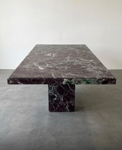 Marble table and marble base Rosso Levante