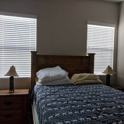 Queen Bed Frame And Mattress, Side Tables Included