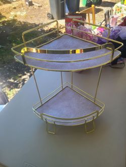 2-Tier Gold Corner Shelf Organizer