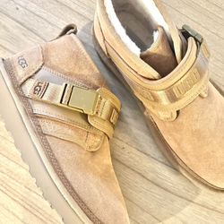  UGG Neumel Snapback Chestnut Suede Fur Shoes Mens Size 10 *NEW*