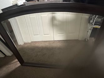 Large Wall Mirror with Dark Wood Frame