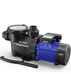 Aquastrong 2HP In/Above Ground Pool Pump, Single Speed, 220V, 8917GPH, High Flow, Powerful Self Primming Swimming Pool Pumps with Filter