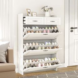 White Shoe Organizer Cabinet - HY2402WT