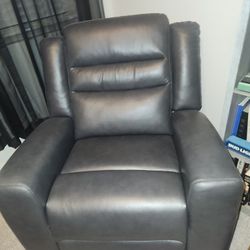 New Grey Blue Leather Recliner Rocker