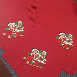 Mickey Embroidered Christmas Fabric Napkins