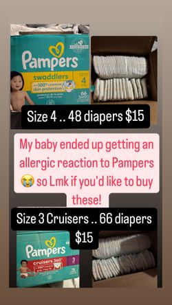 Size 4 pampers swaddlers available. Size 3 SOLD