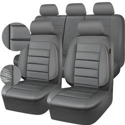Leather Seat Covers Full Set Universal Water Resistant 3D Foam Back Support