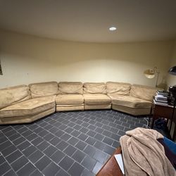 Custom Curved Suede Couch