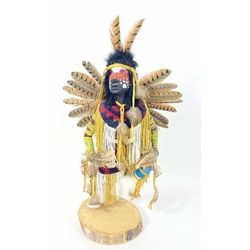 Large Hopi Native American Kachina Doll - Fancy War Dancer signed by Sammie Walker