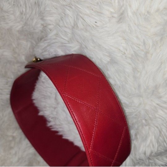 Authentic Channel Leather Elts With Gold Plated Interlocking CC Charm