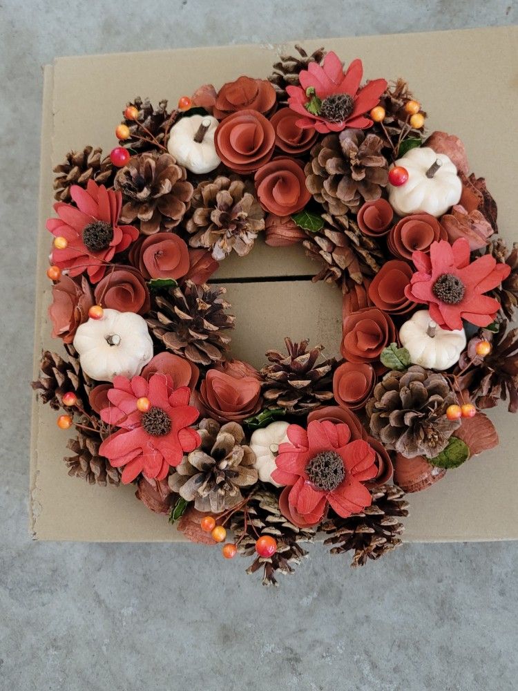 Homemade Wreath Autumn Fall Decoration,12"