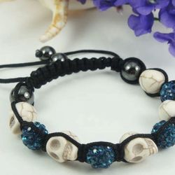 Skull shamballa stretch bracelet