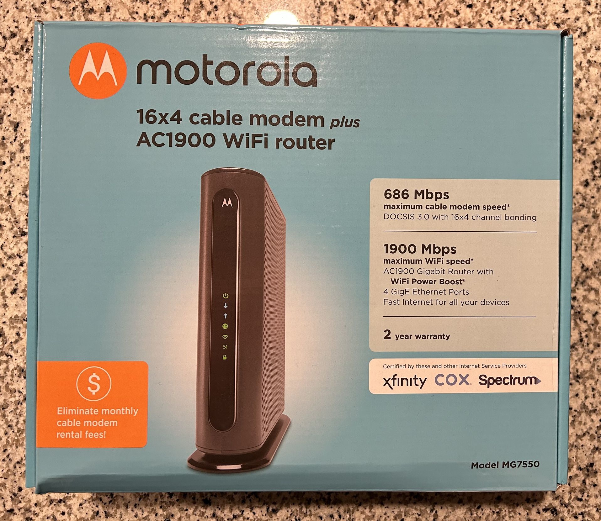 Motorola MG7550 Modem/Router (Cox Cable compatible)