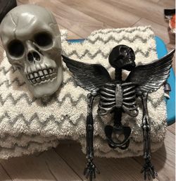 Halloween Skull and Winged Skeleton Decorations