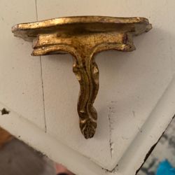Vintage Italian Wall Shelf Sconce Gilt Florentine Carved Wood Gold Ledge Italy
