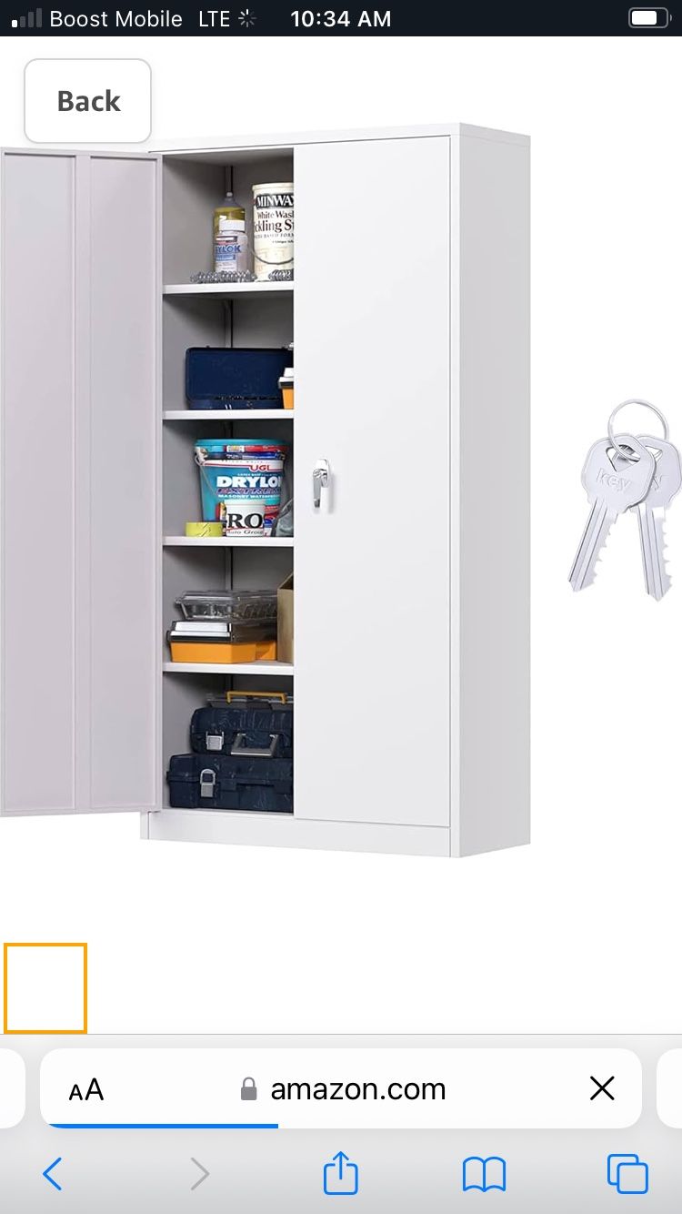 Steel SnapIt Storage Cabinet 71" Locking Metal Garage Storage Cabinet with 4 Adjustable Shelves, 2 Doors and Lock for File, Office, Garage, Home