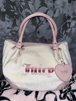 Juicy Couture Velour Pink & Cream Satchel Bag