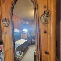 Vintage Wooden Mirror - Hanging 45x19