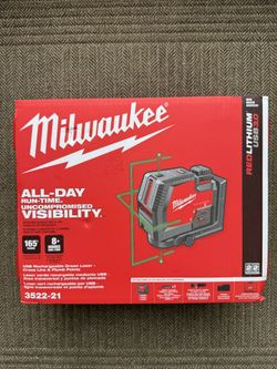 Milwaukee 3522-21 USB Rechargeable Green Cross Line & Plumb Points Laser