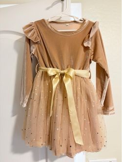 5T golden velvet sparkle dress