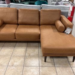 Microfiber Tan Reversible Sectional