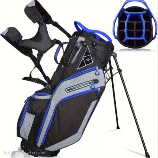 14-Way Golf Stand Bag With Cooler & Shoe Pocket, Rain Hood & Putter Well (Blue)