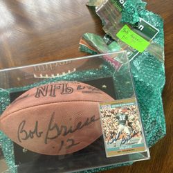 Signed Bob Griese Football And Card 