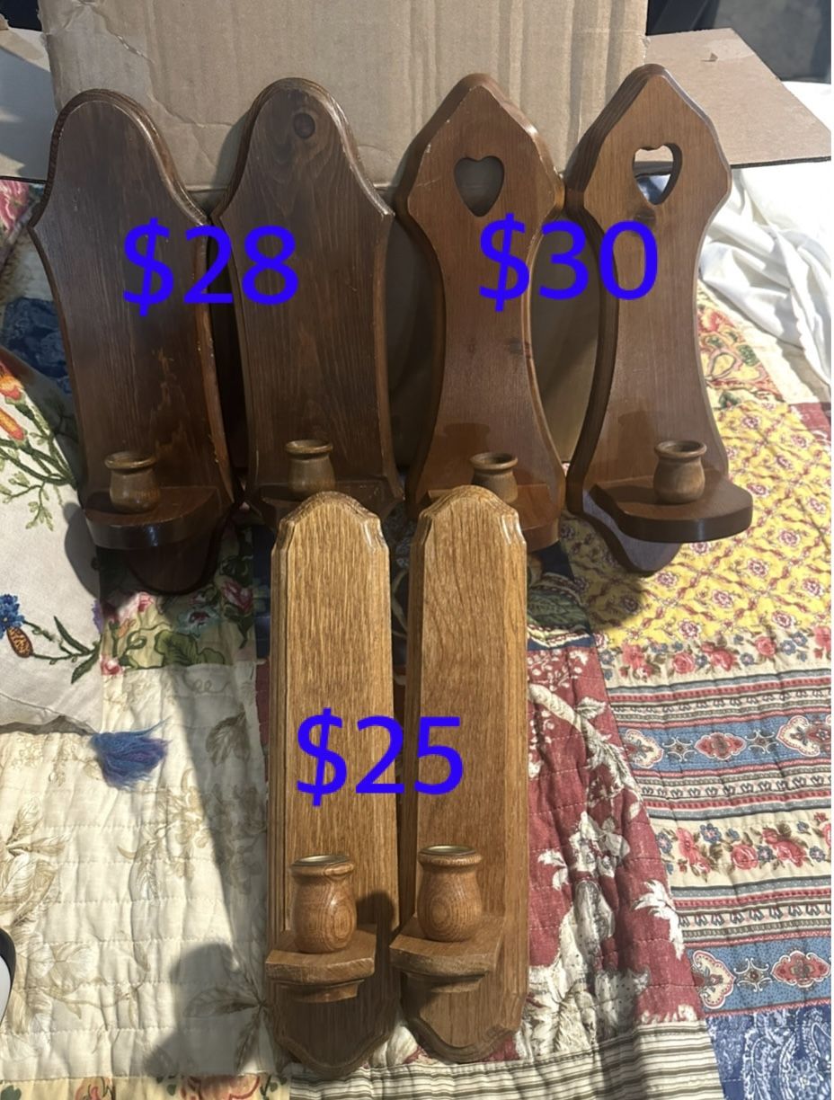 Vintage Wood Sconce Sets