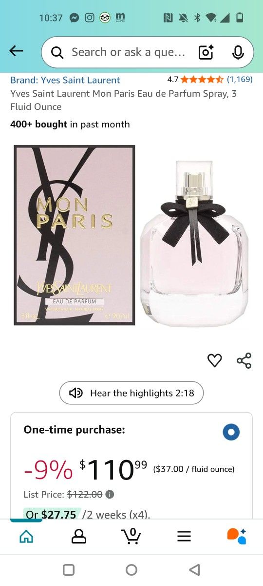 Ysl Women Perfume (No Box)